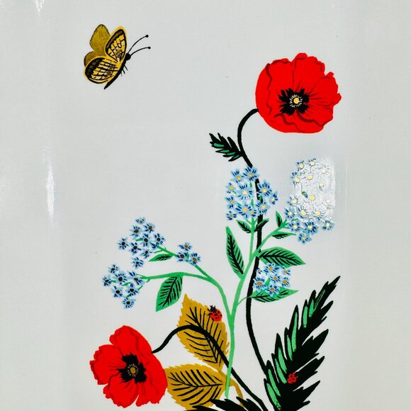 Rifle Paper Co Poppy Botanical Ceramic Catchall Tray/Dish Gold Rim 6.5 x 4.5 in - Picture 9 of 12